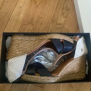 Kurt Geiger London black leather wedge shoe.